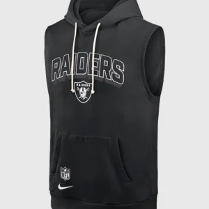 Las Vegas Raiders Black Sleeveless Hoodie Front