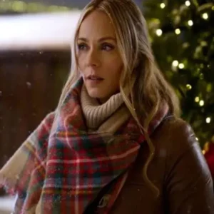 Laura Vandervoort Melt My Heart This Christmas Leather Coat