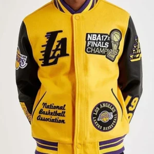 Los Angeles Lakers Mash Up Yellow and Black Varsity Jacket Back