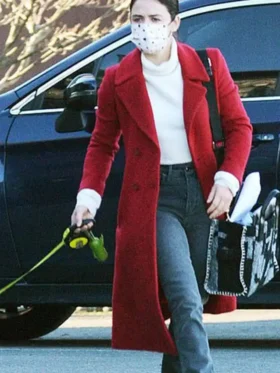 Lucy Hutton red coat The Hating Game