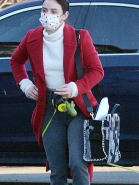 Lucy Hutton red coat The Hating Game