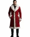 Luxury Red Fur Trim Embroidered Long Christmas Coat for Men Front Look