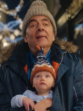 Man VS Baby S01 Rowan Atkinson Blue Parka Jacket Side