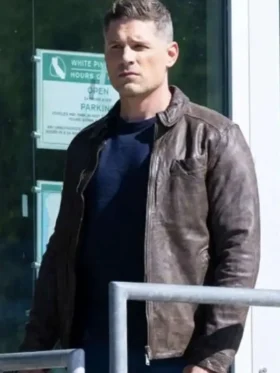 Matt Lauria Sheriff Country Brown Leather Jacket