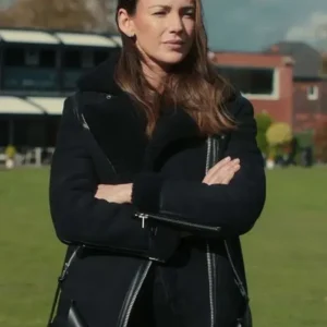 Maya Stern Fool Me Once S01 Shearling Leather Jacket Front Look