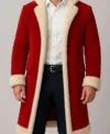 Men Red Christmas Fur Trim Coat Front Look
