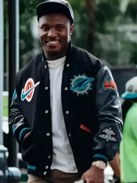 Alternative view of Malik Washington Rivalries Miami Dolphins Varsity Jacket