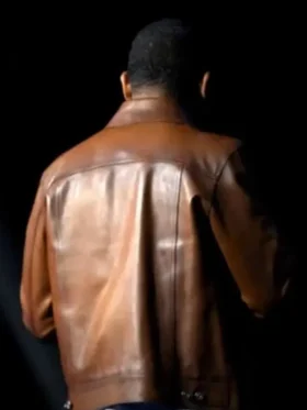Mike Epps Brown Trucker Leather Jacket Back Look