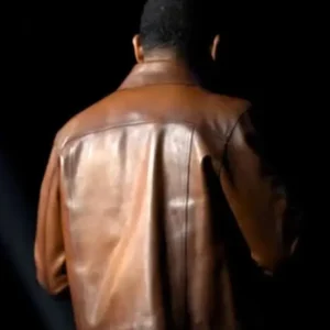 Mike Epps Brown Trucker Leather Jacket Back Look