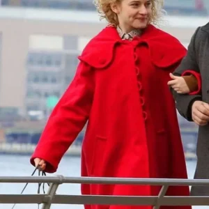Modern Love Julia Garner Red Hood Coat Front look