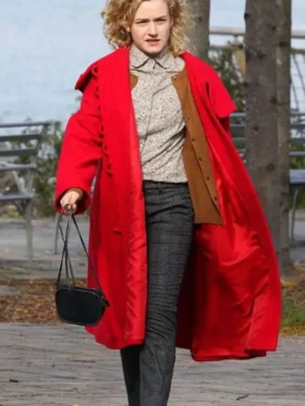 Modern Love Julia Garner Red Hood Coat Front look
