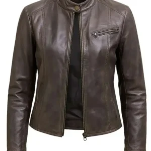 Morena Baccarin Sheriff Country Brown Leather Jacket