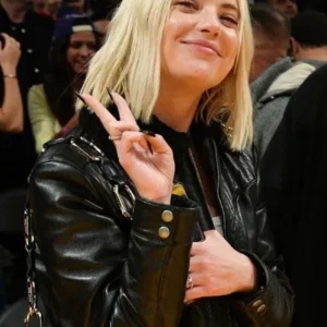 NBA 2023 Ashley Benson Leather Jacket Front look
