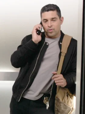 NCIS S23 Wilmer Valderrama Black Bomber Jacket Front