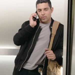 NCIS S23 Wilmer Valderrama Black Bomber Jacket Front