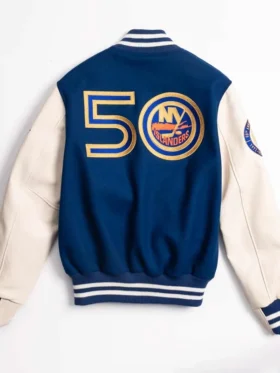 NY Islanders 50th Anniversary Blue Varsity Jacket