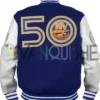 NY Islanders 50th Anniversary Blue Varsity Jacket back