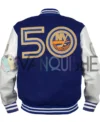 NY Islanders 50th Anniversary Blue Varsity Jacket back