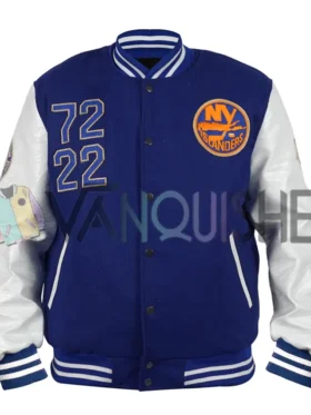NY Islanders 50th Anniversary Blue Varsity Jacket front