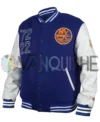 NY Islanders 50th Anniversary Blue Varsity Jacket left
