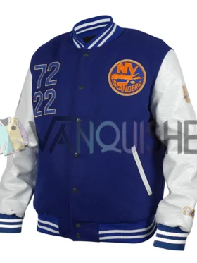 NY Islanders 50th Anniversary Blue Varsity Jacket left