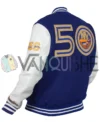 NY Islanders 50th Anniversary Blue Varsity Jacket left back