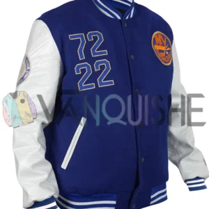 NY Islanders 50th Anniversary Blue Varsity Jacket right
