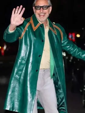 NYC 2025 Jeff Goldblum Green Leather Coat