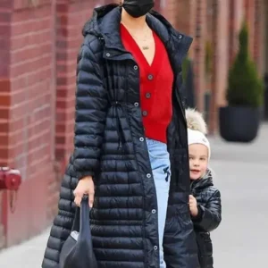 NYC Irina Shayk Black Hooded Coat