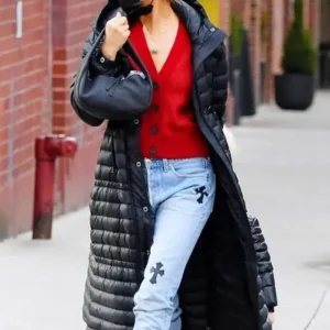 NYC Irina Shayk Black Hooded Coat
