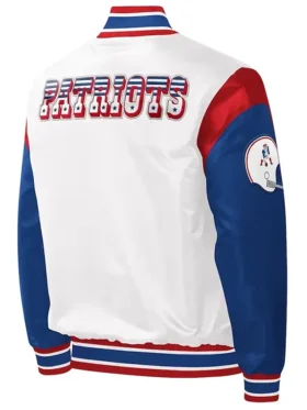 New England Patriots satin jacket white Back look