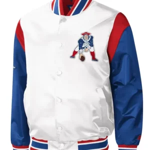 New England Patriots satin jacket white Front Look