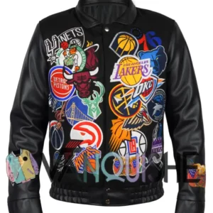 Basketball Megapatch Wool Leather Black Jacket