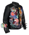 Basketball Megapatch Wool Leather Black Jacket