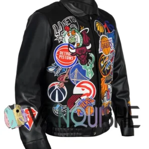 Basketball Megapatch Wool Leather Black Jacket