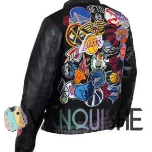 Basketball Megapatch Wool Leather Black Jacket Back Look