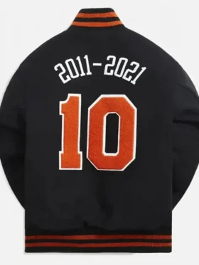 New York Knicks 10 Varsity Wool Black Jacket Back Look