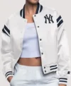 New York Yankees White Starter Varsity Jacket Front Look