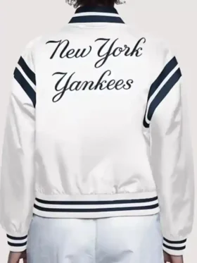New York Yankees White Starter Varsity Jacket Back Look