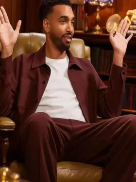 Niko Omilana The Celebrity Traitors Maroon Jacket