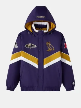 OVO x NFL Baltimore Ravens Jacket Front Look