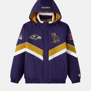 OVO x NFL Baltimore Ravens Jacket Front Look