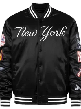 OVO x New Era x MLB Yankees Black Varsity Jacket Side