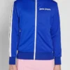 Palm Angels Track Taped Zip Up Blue Jacket