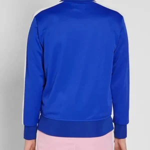 Palm Angels Track Taped Zip Up Blue Jacket Back look