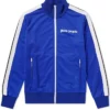 Palm Angels Track Taped Zip Up Blue Jacket