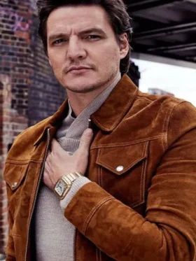 Pedro Pascal Brown Suede Leather Jacket