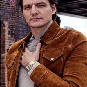Pedro Pascal Brown Suede Leather Jacket