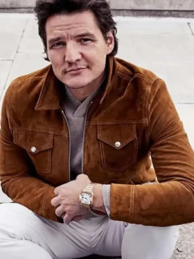 Pedro Pascal Brown Suede Leather Jacket