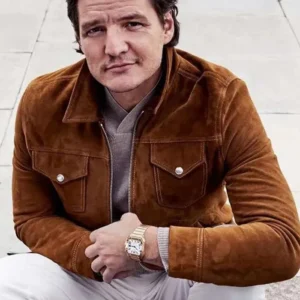 Pedro Pascal Brown Suede Leather Jacket